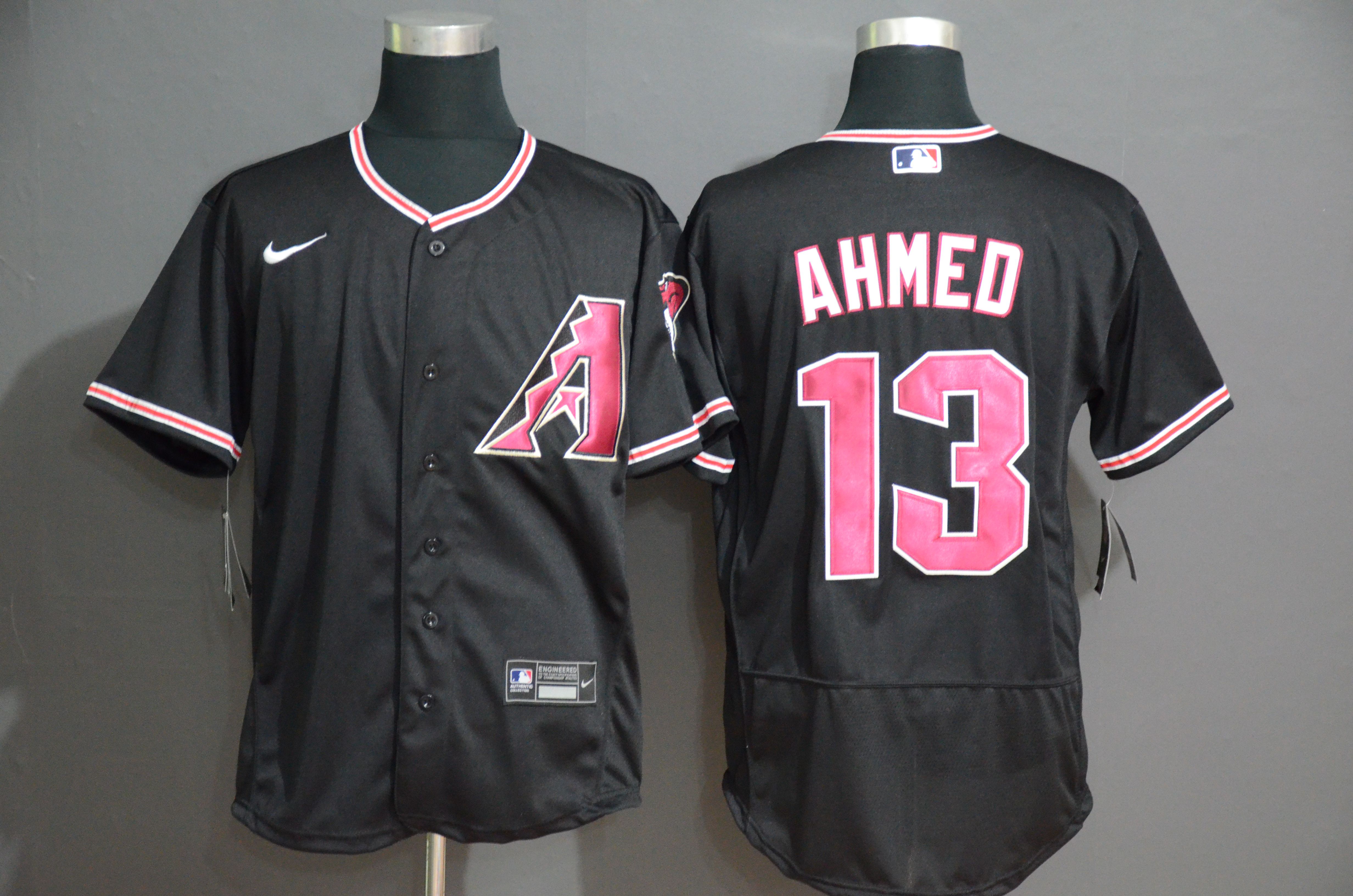 Men Arizona Diamondback 13 Ahmed Black Nike Elite MLB Jerseys